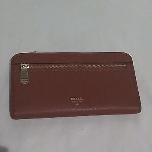 Fossil Brown Pebble Leather Zip Wallet (L2)